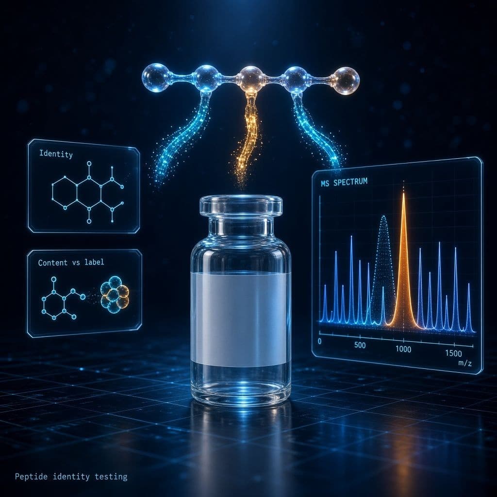 Verkeerd molecuul in de flacon: wat identiteitstests in 2026 vonden, en waarom zuiverheid en gehalte niets betekenen zonder identiteit