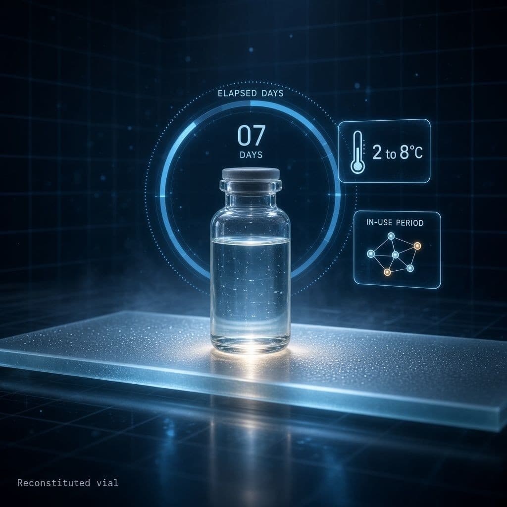How long does a reconstituted peptide vial last in the fridge?