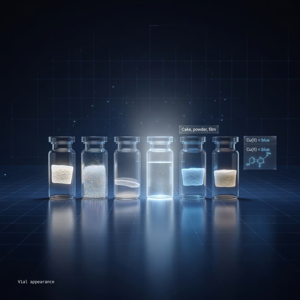 What a Peptide Vial May Look Like: Cake, Powder, Film, Blue, Yellow, Cloudy, Flakes, and What Each One Actually Tells You